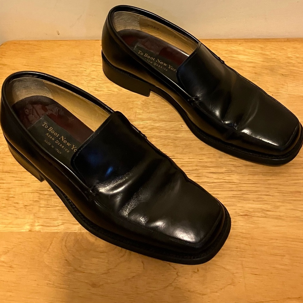 To Boot New York Adam Derrick 1990s retro Black Leather Loafers Slip-On